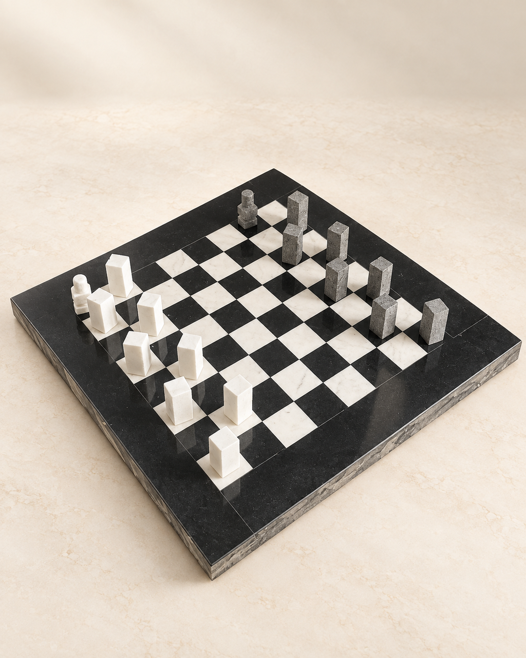 Noir & Ivory Stone Chess Set